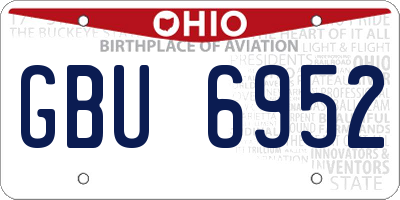 OH license plate GBU6952
