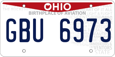 OH license plate GBU6973