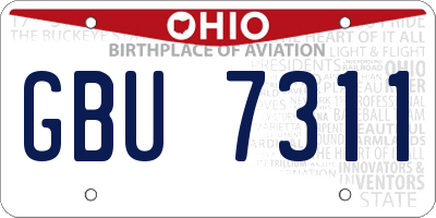 OH license plate GBU7311
