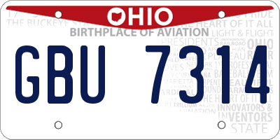 OH license plate GBU7314