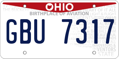 OH license plate GBU7317
