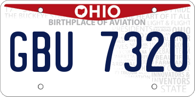 OH license plate GBU7320