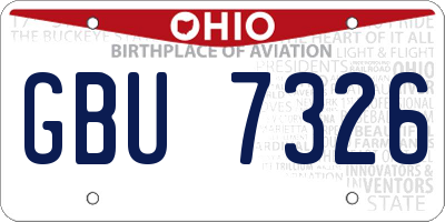 OH license plate GBU7326