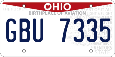 OH license plate GBU7335