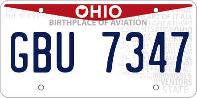 OH license plate GBU7347