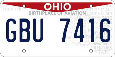 OH license plate GBU7416