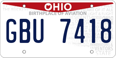 OH license plate GBU7418