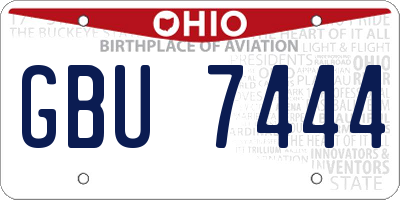 OH license plate GBU7444
