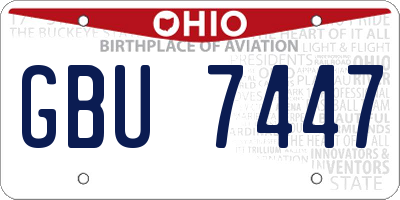 OH license plate GBU7447
