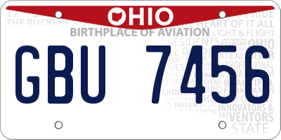 OH license plate GBU7456