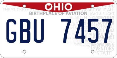 OH license plate GBU7457