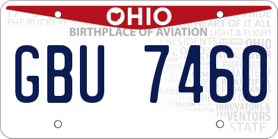 OH license plate GBU7460
