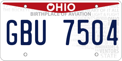 OH license plate GBU7504