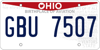 OH license plate GBU7507