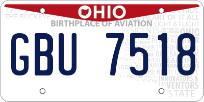 OH license plate GBU7518