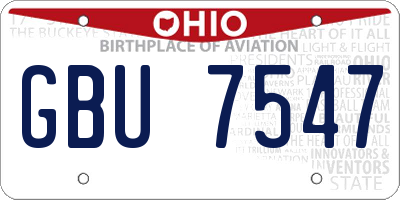 OH license plate GBU7547