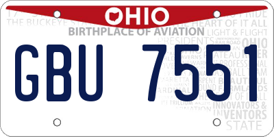 OH license plate GBU7551