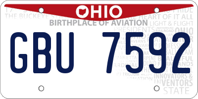 OH license plate GBU7592