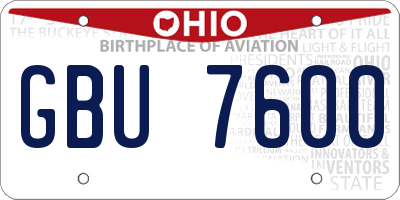 OH license plate GBU7600