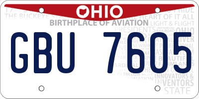 OH license plate GBU7605
