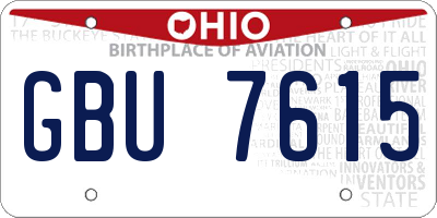 OH license plate GBU7615