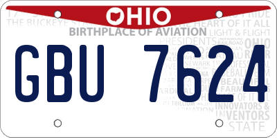 OH license plate GBU7624