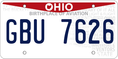 OH license plate GBU7626