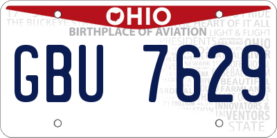 OH license plate GBU7629