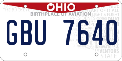 OH license plate GBU7640