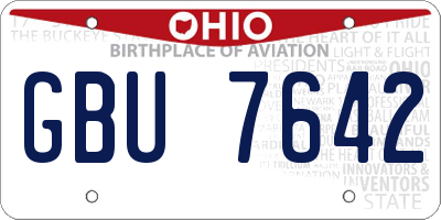 OH license plate GBU7642