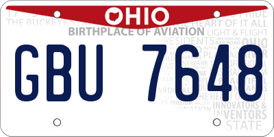 OH license plate GBU7648