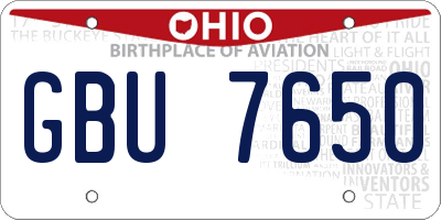 OH license plate GBU7650