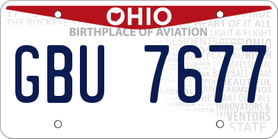 OH license plate GBU7677