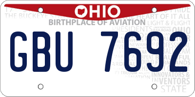 OH license plate GBU7692