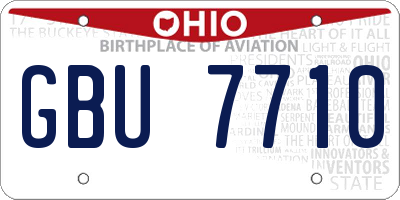 OH license plate GBU7710