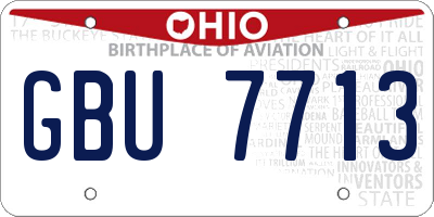 OH license plate GBU7713