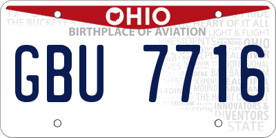 OH license plate GBU7716