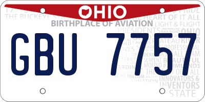 OH license plate GBU7757