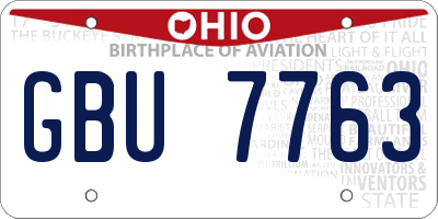 OH license plate GBU7763