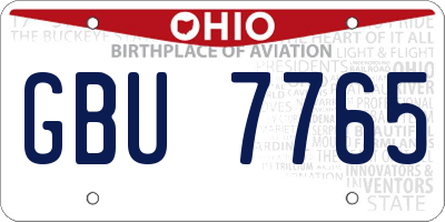 OH license plate GBU7765