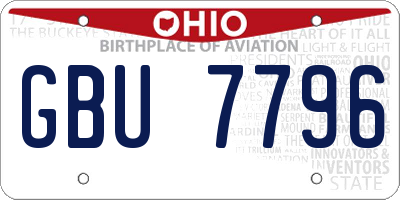 OH license plate GBU7796