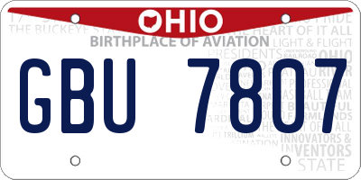 OH license plate GBU7807