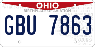 OH license plate GBU7863