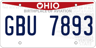 OH license plate GBU7893