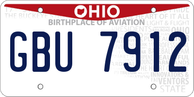 OH license plate GBU7912