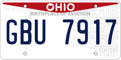 OH license plate GBU7917