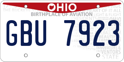 OH license plate GBU7923