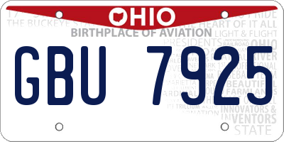 OH license plate GBU7925