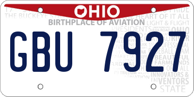 OH license plate GBU7927