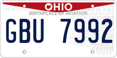OH license plate GBU7992